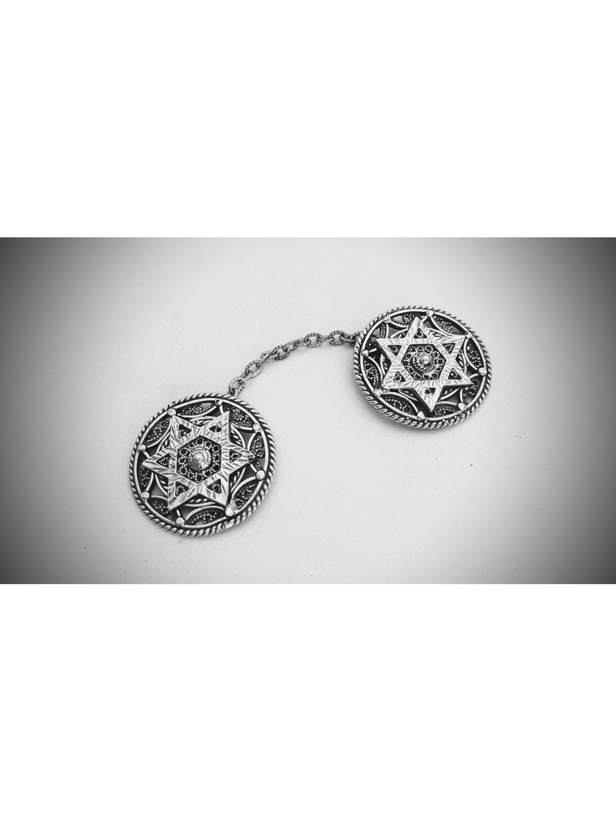 מגן דוד כסף קליפס טלית בצורת משושה , מתנות לפסח , א